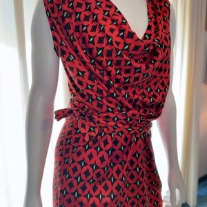 Diane Von Furstenberg Silk Orange black and green accents dress